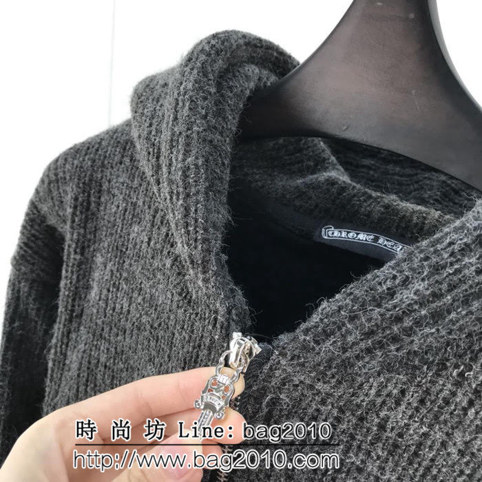 Chrome hearts 克羅心 18ss冬季新款 加厚 OS寬鬆版型 刺繡拼皮大毛衣外套 男女同款 ydi2606